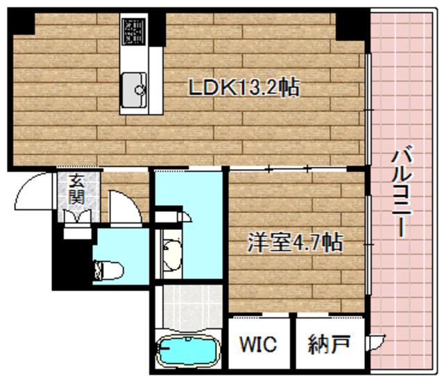 レフィシア高槻(1LDK/4階)の間取り写真