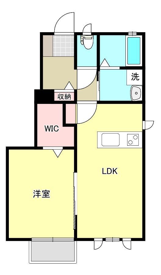 プランドールA(1LDK/1階)の間取り写真
