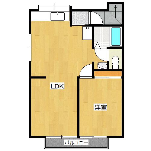 ハッピーハイツ2号棟(1LDK/2階)の間取り写真