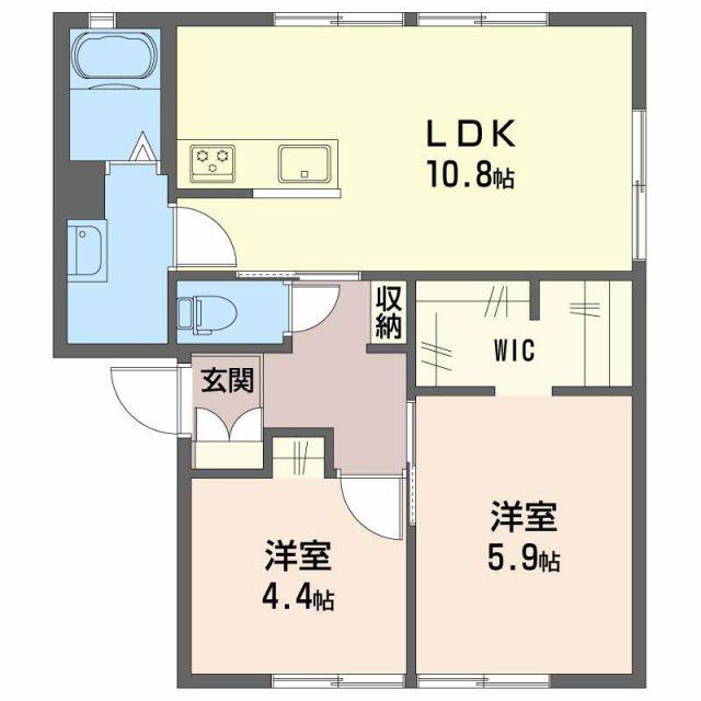 オデッセイ島田 B(3K/2階)の間取り写真