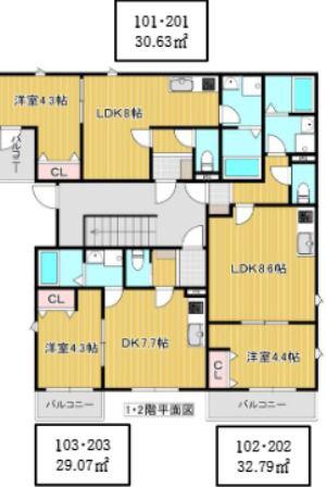 HALELE A TACHIKAWA(1LDK/2階)の間取り写真