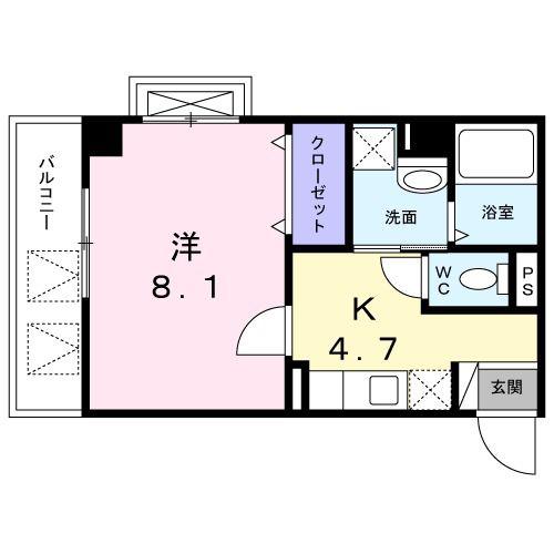 ライゼ イヅミヤ I(1K/2階)の間取り写真