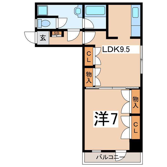 パラッツォ城東(1LDK/2階)の間取り写真