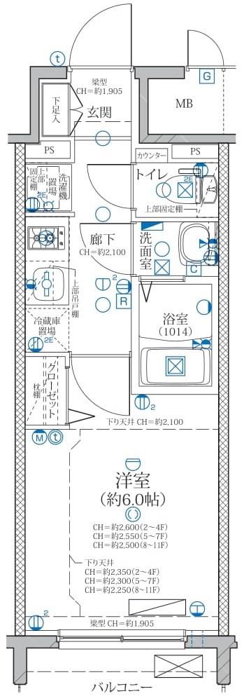 ディアレイシャス矢場町(1K/9階)の間取り写真