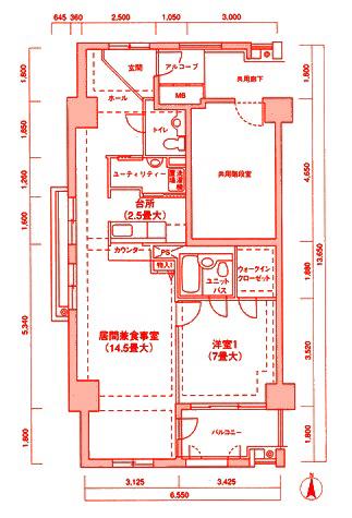 ファンテ(1LDK/8階)の間取り写真