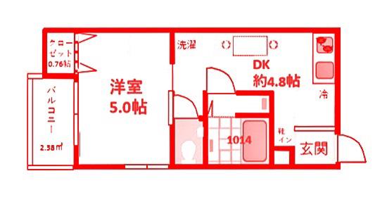 プレミアムシティハウス矢向(1DK/3階)の間取り写真