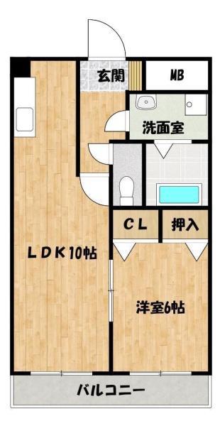 エテルネルソレイユⅢ(1LDK/2階)の間取り写真