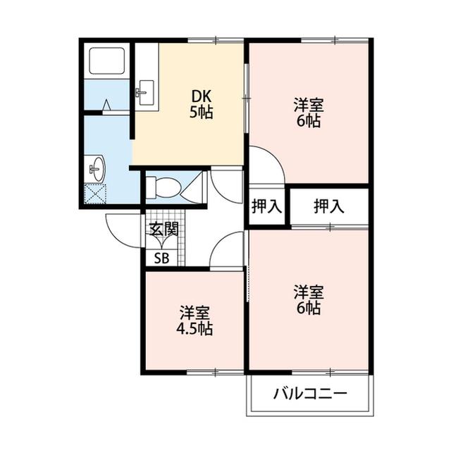 コーポ篠原(3DK/2階)の間取り写真