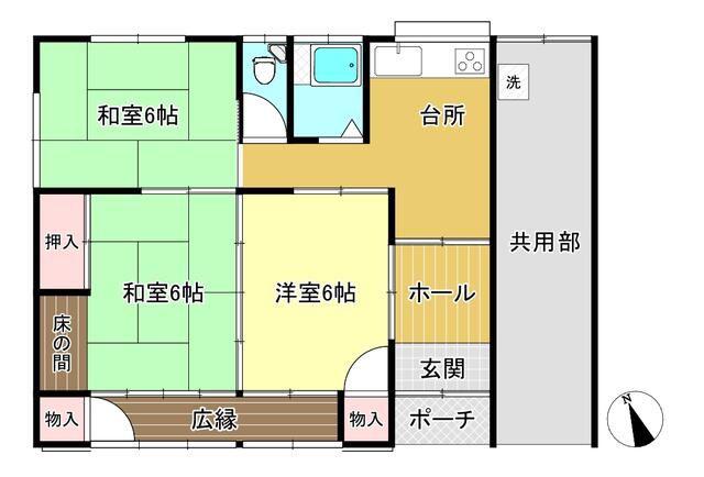 下恩田貸アパート(3DK/1階)の間取り写真