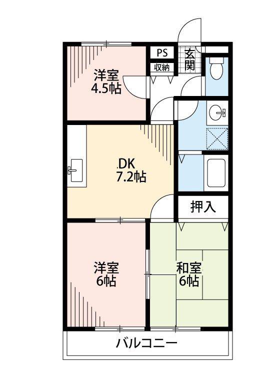 メゾーネアスカ(3DK/4階)の間取り写真
