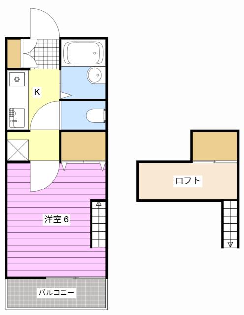 シャリエ睦町(1K/1階)の間取り写真