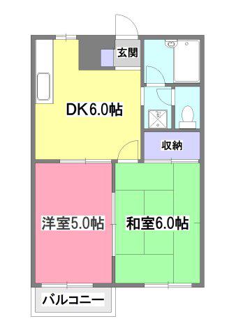 グリーンハイツ(2DK/2階)の間取り写真