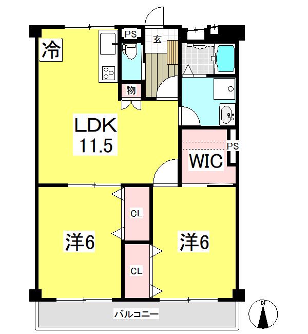 グリーンパークみその(2LDK/3階)の間取り写真