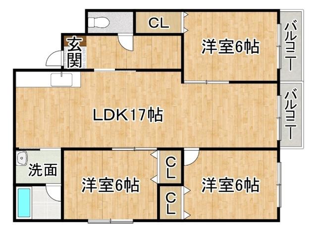 白銀マンション(3LDK/2階)の間取り写真