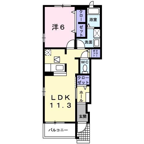 サンライトヒルズA(1LDK/1階)の間取り写真