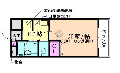 ロアジス(1K/3階)の間取り写真