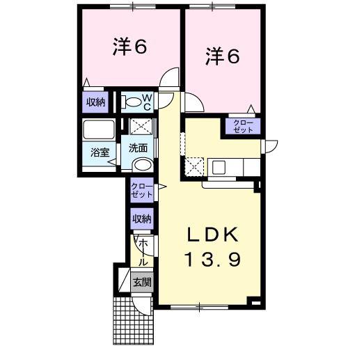 ルタンリッシュ(2LDK/1階)の間取り写真
