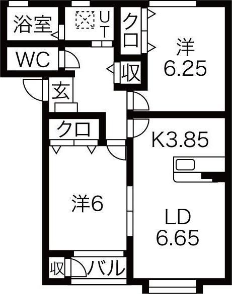 メゾン菅原(2LDK/1階)の間取り写真