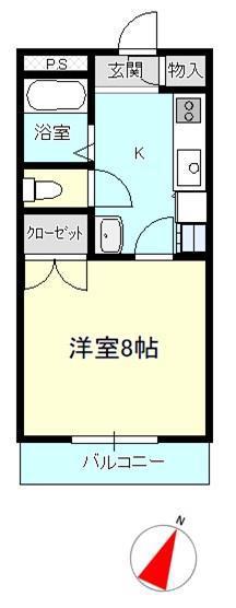 ウィスターリア(1K/2階)の間取り写真