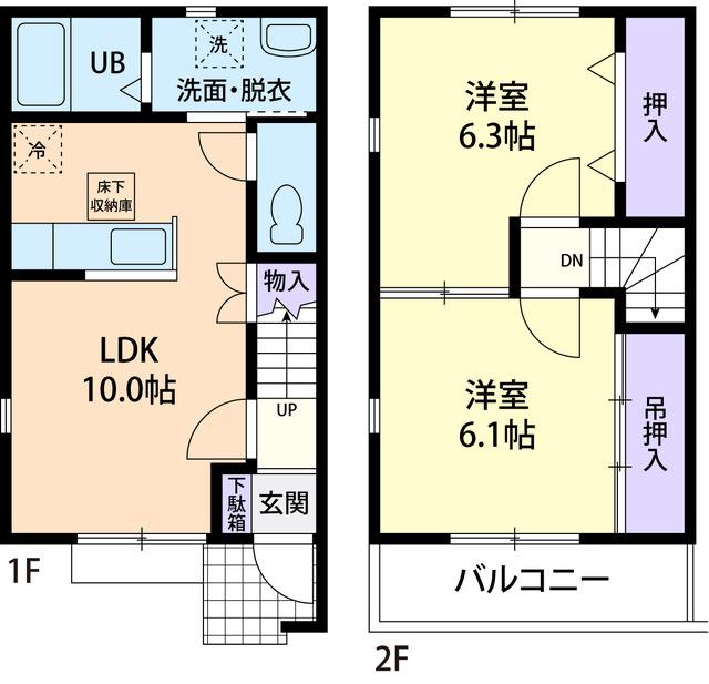 PRENDRE A(2LDK/1階)の間取り写真