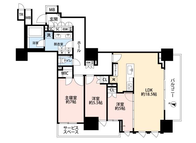 パークホームズ日本橋本町(3LDK/5階)の間取り写真