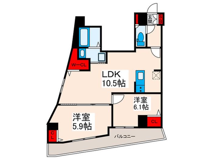 ルミナス西日暮里(2LDK/8階)の間取り写真