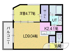 レスツオン厚別II(1LDK/3階)の間取り写真