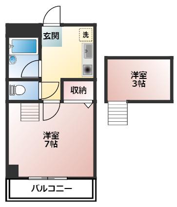 グランドリド(1K/4階)の間取り写真