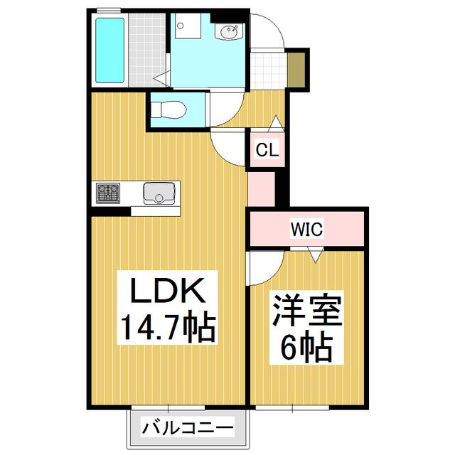 ブリリアントY D(1LDK/1階)の間取り写真