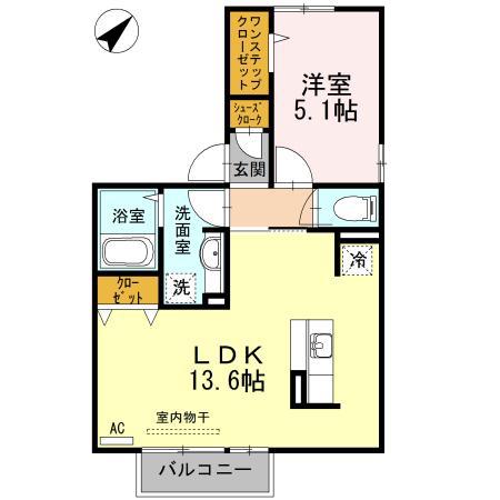 ウィン・レーベンⅡ(1LDK/1階)の間取り写真