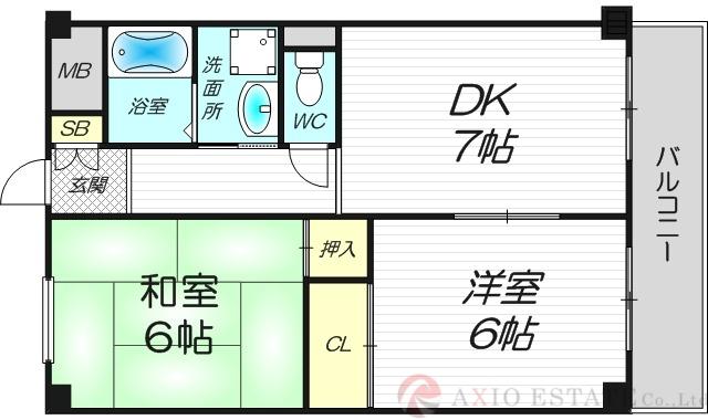 リアライズ上新庄(2DK/2階)の間取り写真
