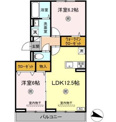 ケイ・ハイム(2LDK/2階)の間取り写真