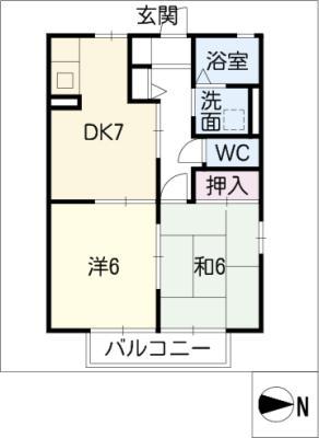 コンフォール B(2DK/2階)の間取り写真