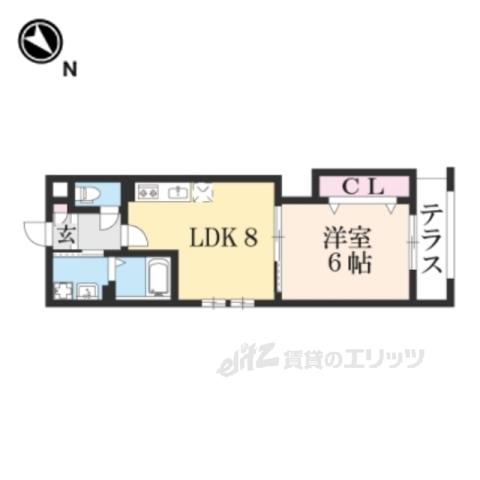 エリディア京田辺(1LDK/1階)の間取り写真