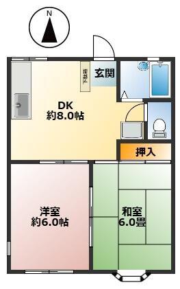 コートパラレルS(2DK/1階)の間取り写真