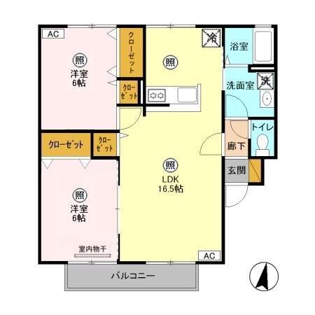 コーポサツキ(2LDK/2階)の間取り写真