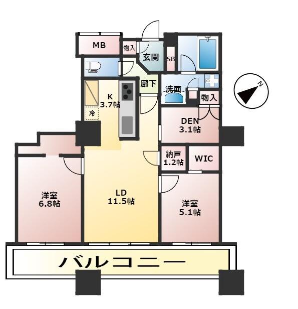 ザ・パークハウス西新宿タワー60(2LDK/31階)の間取り写真