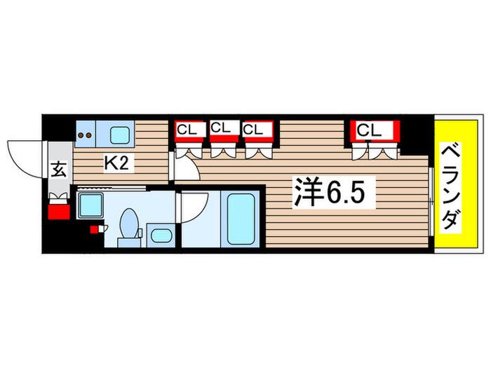 プラウドフラット菊川(1K/6階)の間取り写真