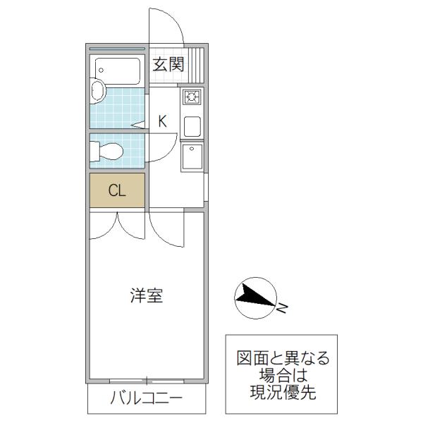 ガーデンヒルズ那珂(1K/2階)の間取り写真