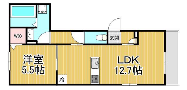 キャトル・レブローニュ(1LDK/1階)の間取り写真