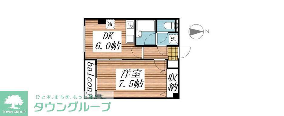 カレジ馬込(1DK/2階)の間取り写真