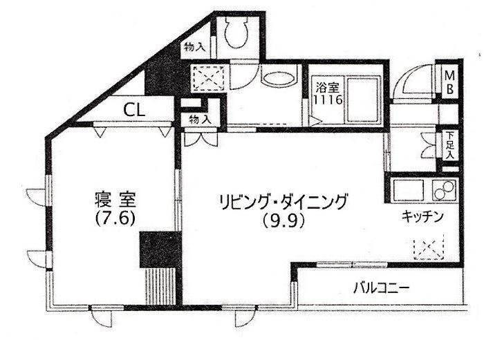 バレンティア赤羽(1LDK/2階)の間取り写真