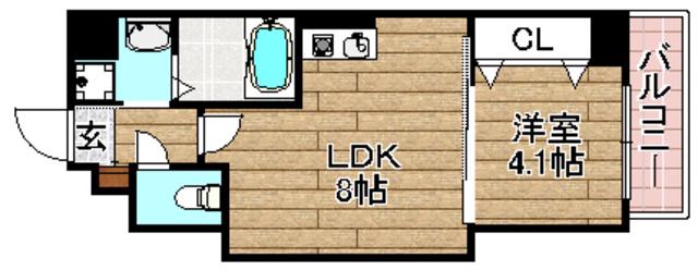 プレステージIII城北(1LDK/6階)の間取り写真