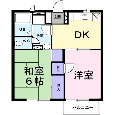 ウイングA(2DK/2階)の間取り写真