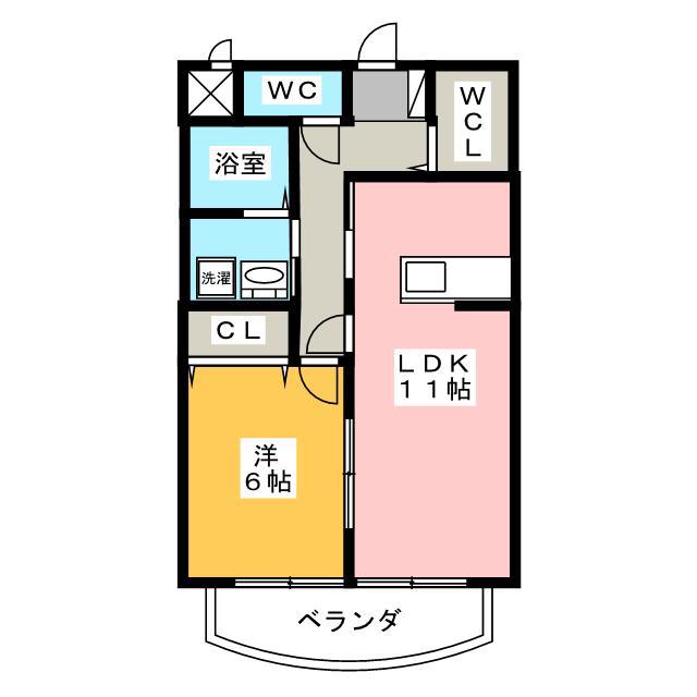 エルーセラ OHNO(1LDK/2階)の間取り写真