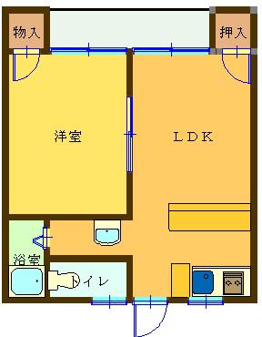 ビバ神原(1LDK/2階)の間取り写真
