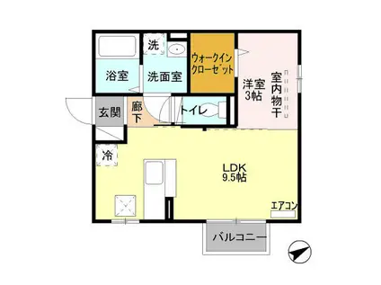 クレア A棟(1LDK/1階)の間取り写真