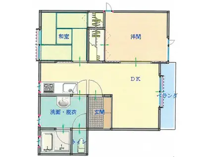 フラットET(2LDK/1階)の間取り写真