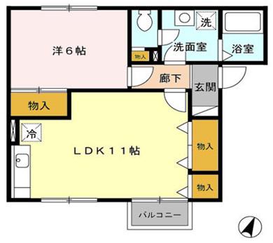 メゾン・ド・マリアージュ G(1LDK/1階)の間取り写真