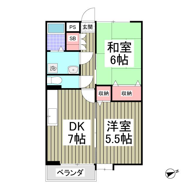 ハイム・グランドゥールA(2DK/1階)の間取り写真